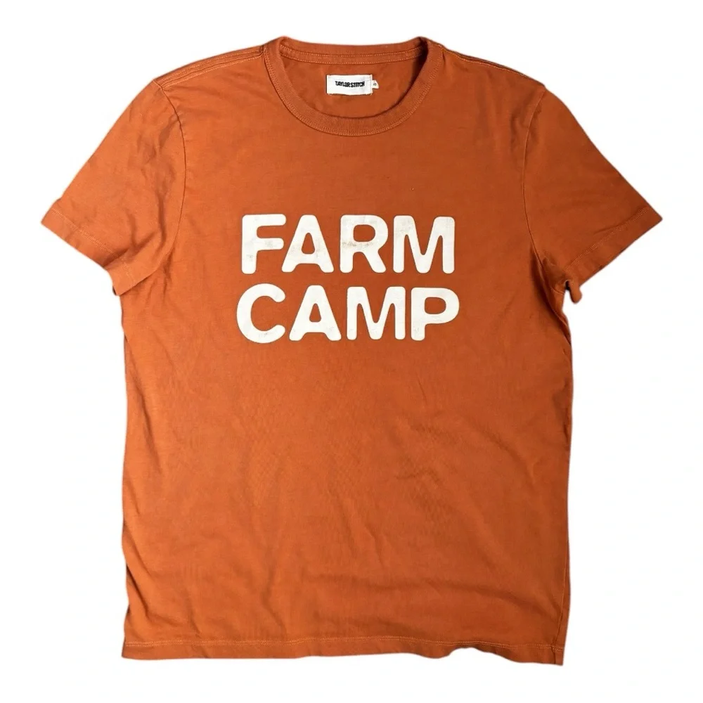 Taylor Stitch Men The Organic Cotton Tee Size 40 Medium Camp Farm Brick Orange - Picture 3 of 5